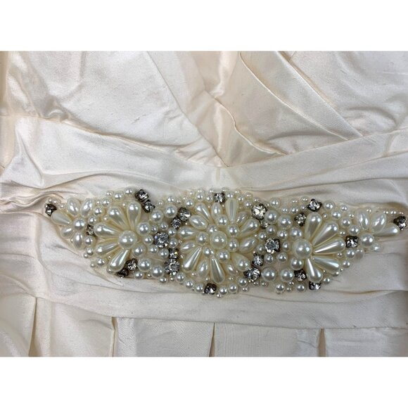 Eliza J Off-White Silk Formal Dress Beaded Waist Size 12 NWT 8684 $180 Lined - Picture 3 of 13